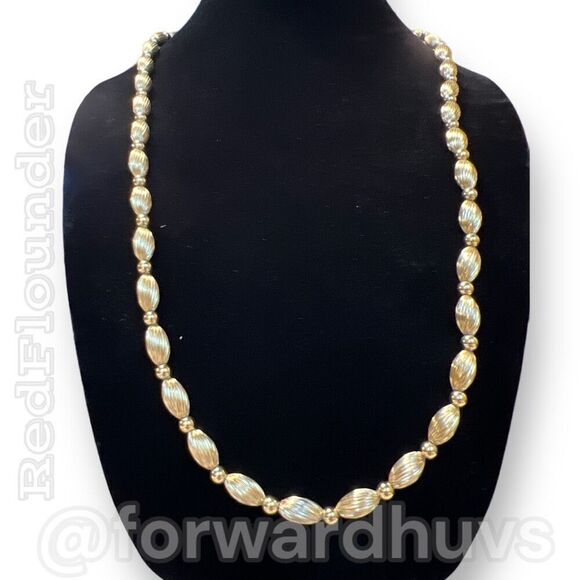 Vintage 1980s Napier Necklace | Gold Tone & Spacer Beads - Picture 3 of 9